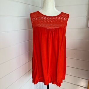 Old Navy Size XL orange blouse with embroidered top portion, like new